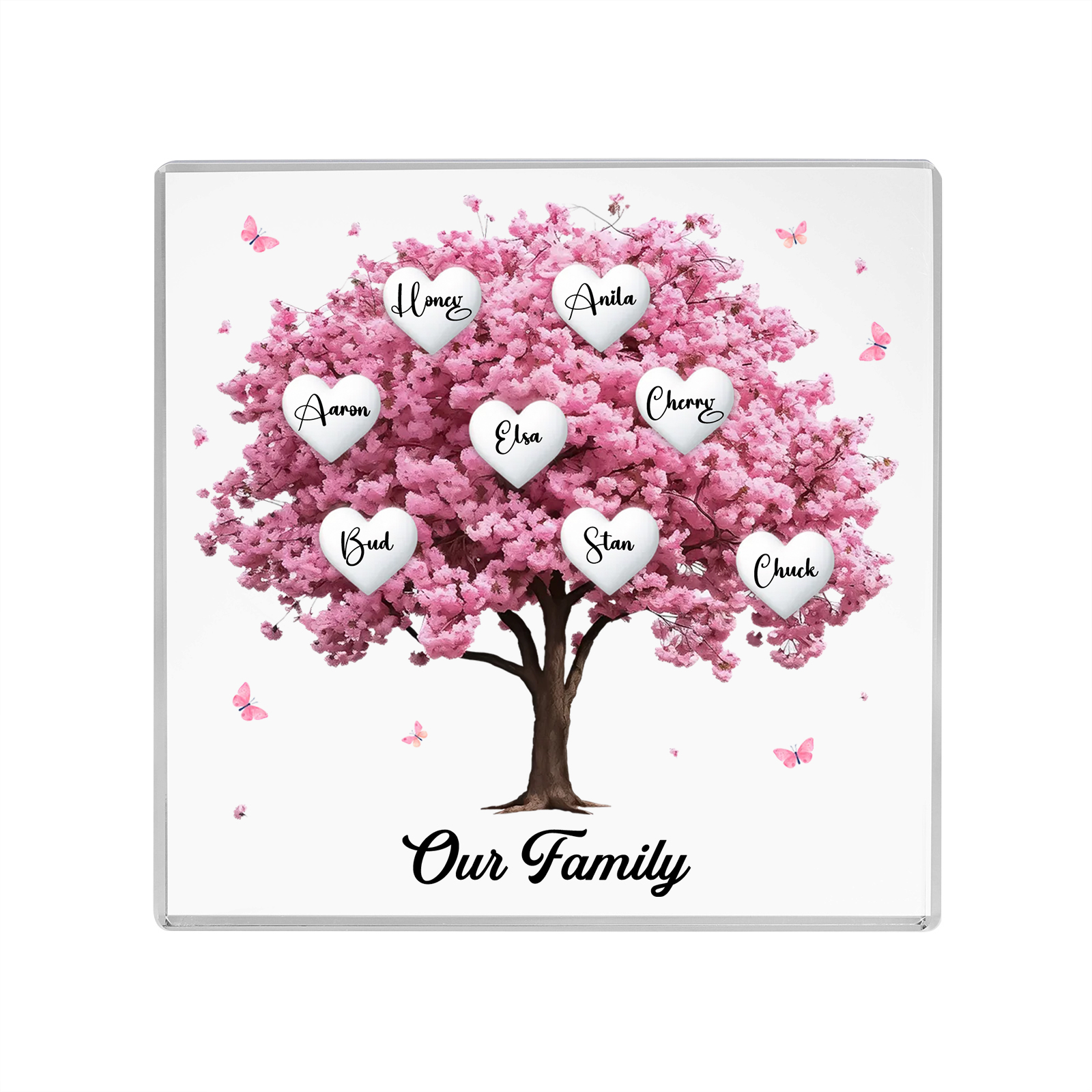 Personalised Family Tree Acrylic Ornaments Customize 8 Names Decorations for Family | Jessmade