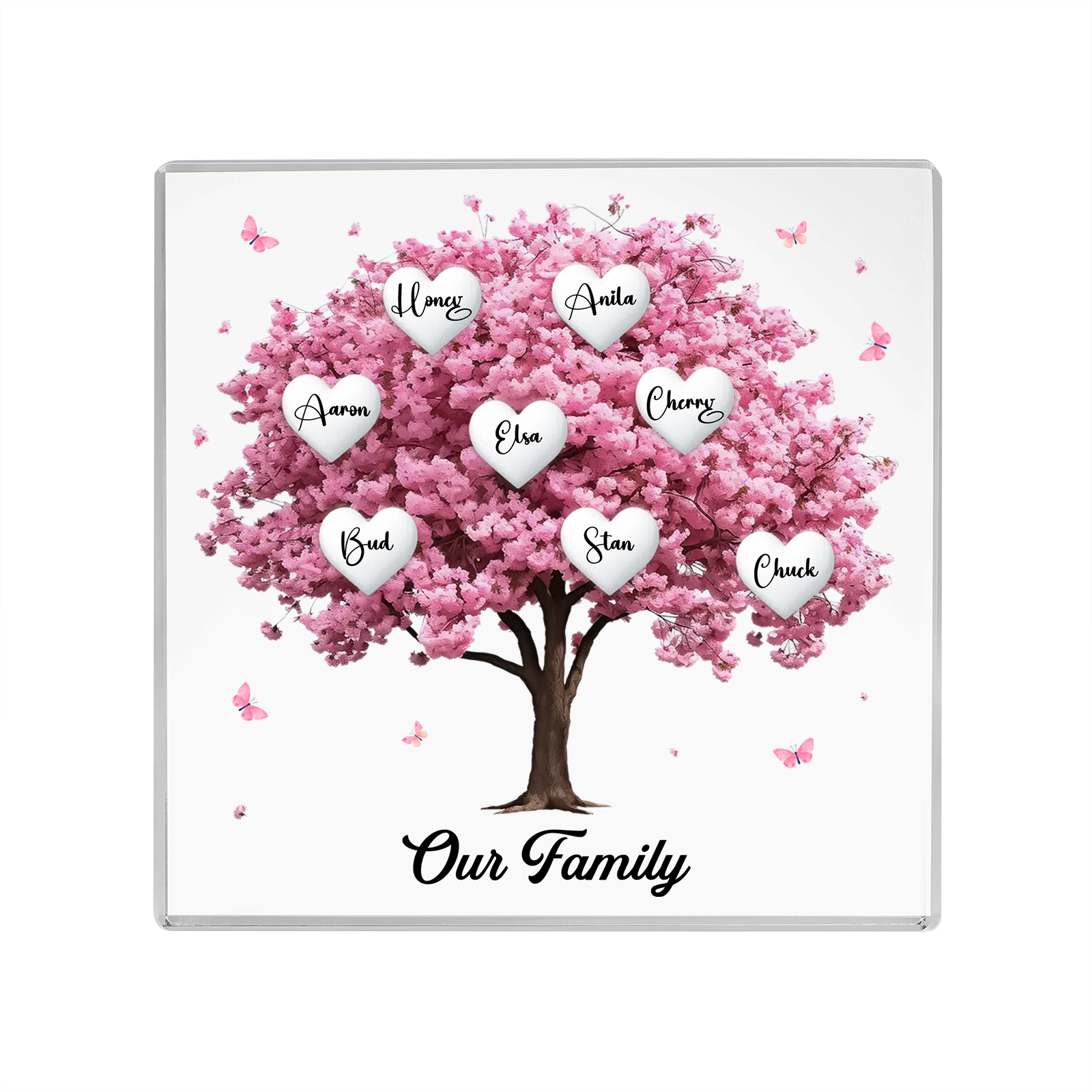 Personalised Family Tree Acrylic Ornaments Customize 8 Names Decorations for Family | Jessmade