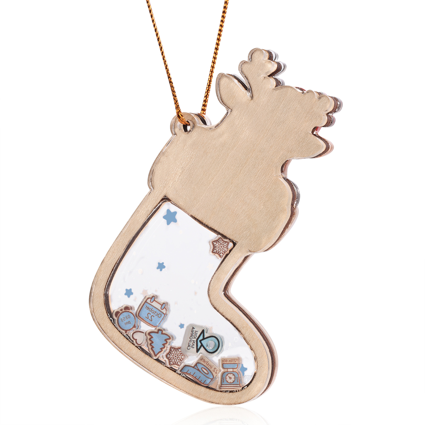 Personalised Reindeer Baby's First Christmas Stocking Shaker Ornament with Custom 6 Texts & 1 Year Christmas Gift for Baby | Jessemade