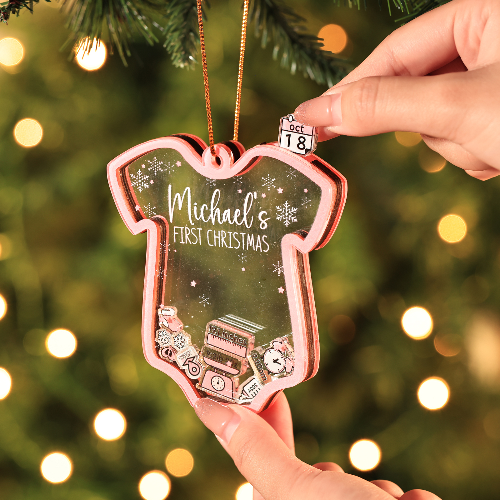 Personalised Baby's First Christmas Ornament - Custom 4 texts & 1 Name & 1 Date & 1 Year Keepsake | Jessemade