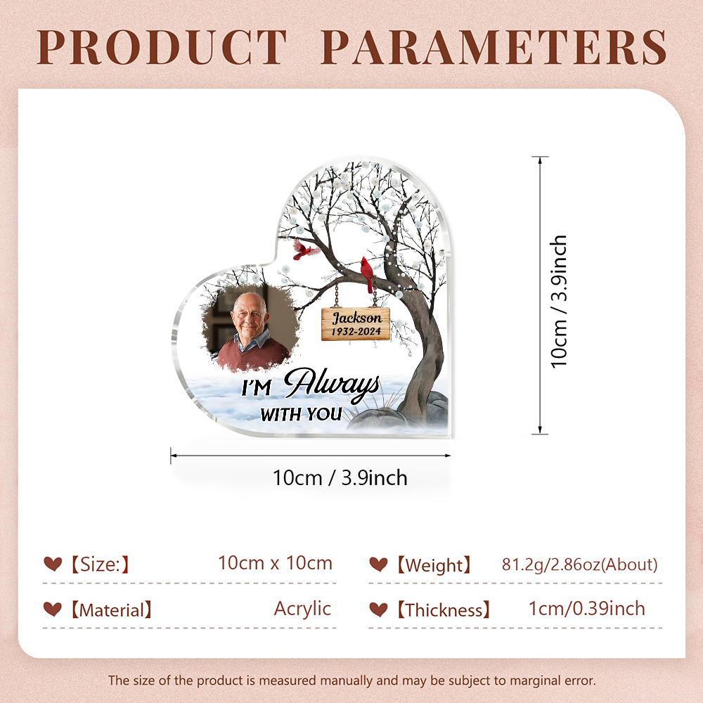 Personalised Memorial Gift Set with Mason Jar Angel Wing Bracelet Heart Acrylic Plaque Custom Photo & Name | Jessemade