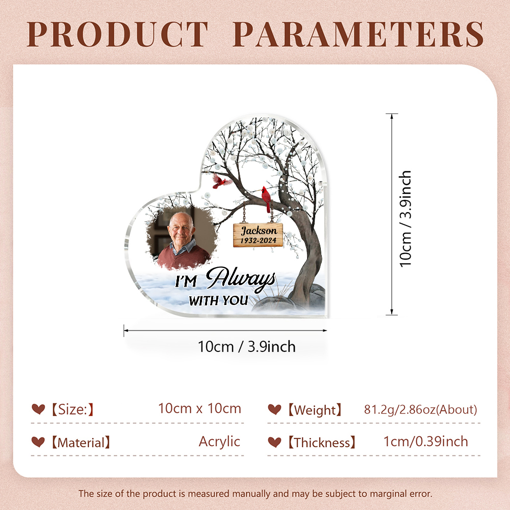 Personalised Memorial Gift Set with Mason Jar Angel Wing Bracelet Heart Acrylic Plaque Custom Photo & Name | Jessemade