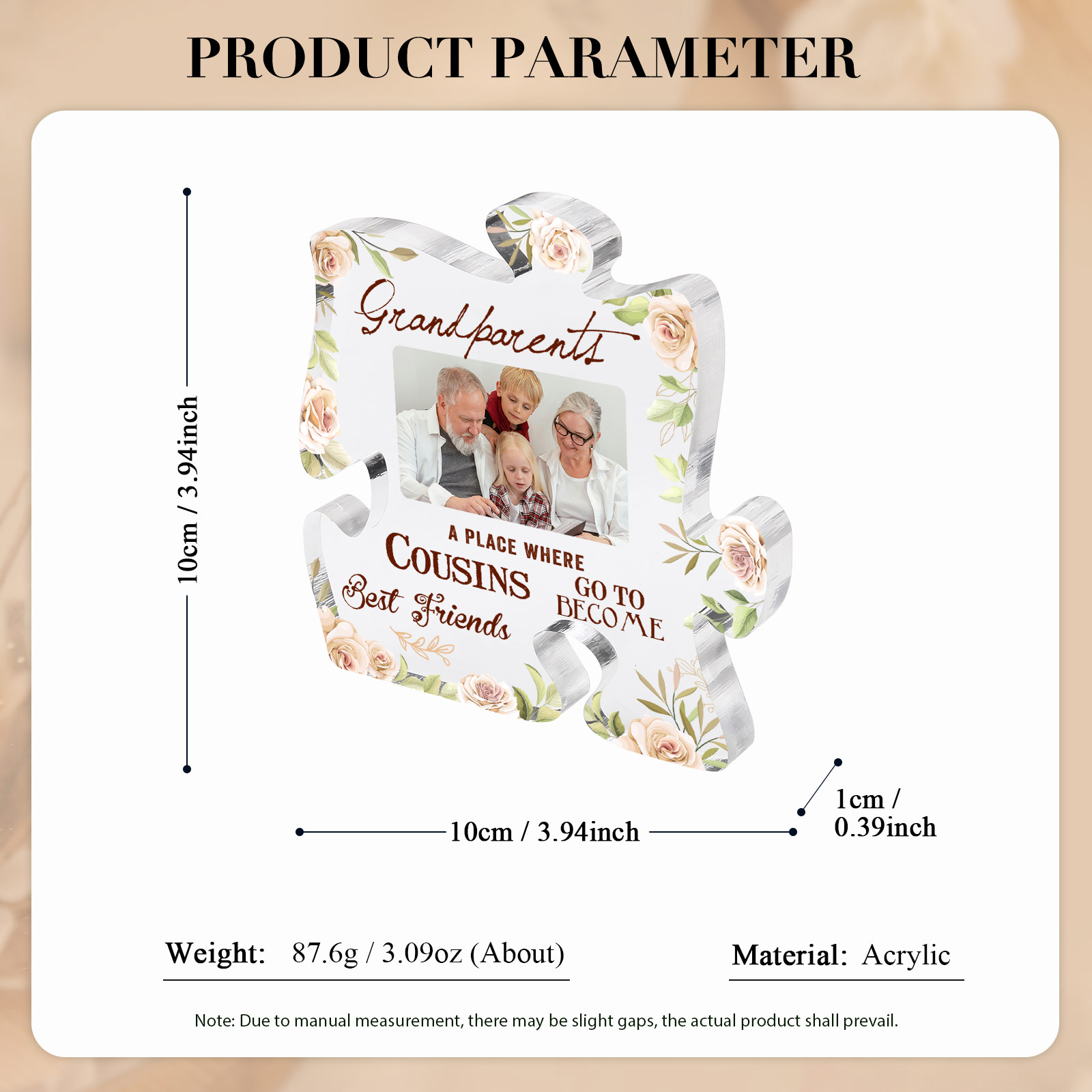 Personalised Acrylic Puzzle Plaque Custom Photo - "Grandparents, Where Cousins Become Best Friends" | Jessmade