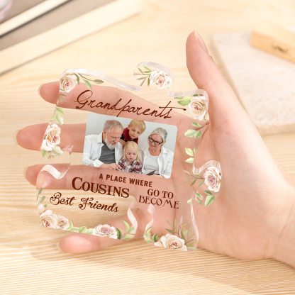 Personalised Acrylic Puzzle Plaque Custom Photo - "Grandparents, Where Cousins Become Best Friends" | Jessmade