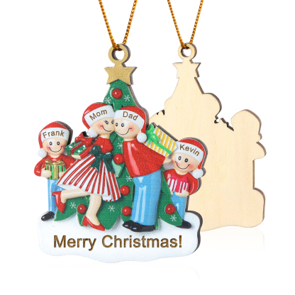 Personalised Wooden Family Christmas Ornament with Custom 2-5 Names Christmas Gift for Family | Jessemade