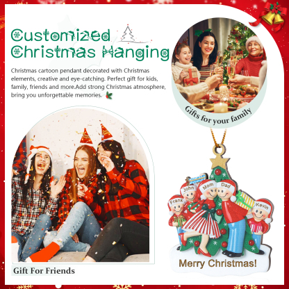 Personalised Wooden Family Christmas Ornament with Custom 2-5 Names Christmas Gift for Family | Jessemade