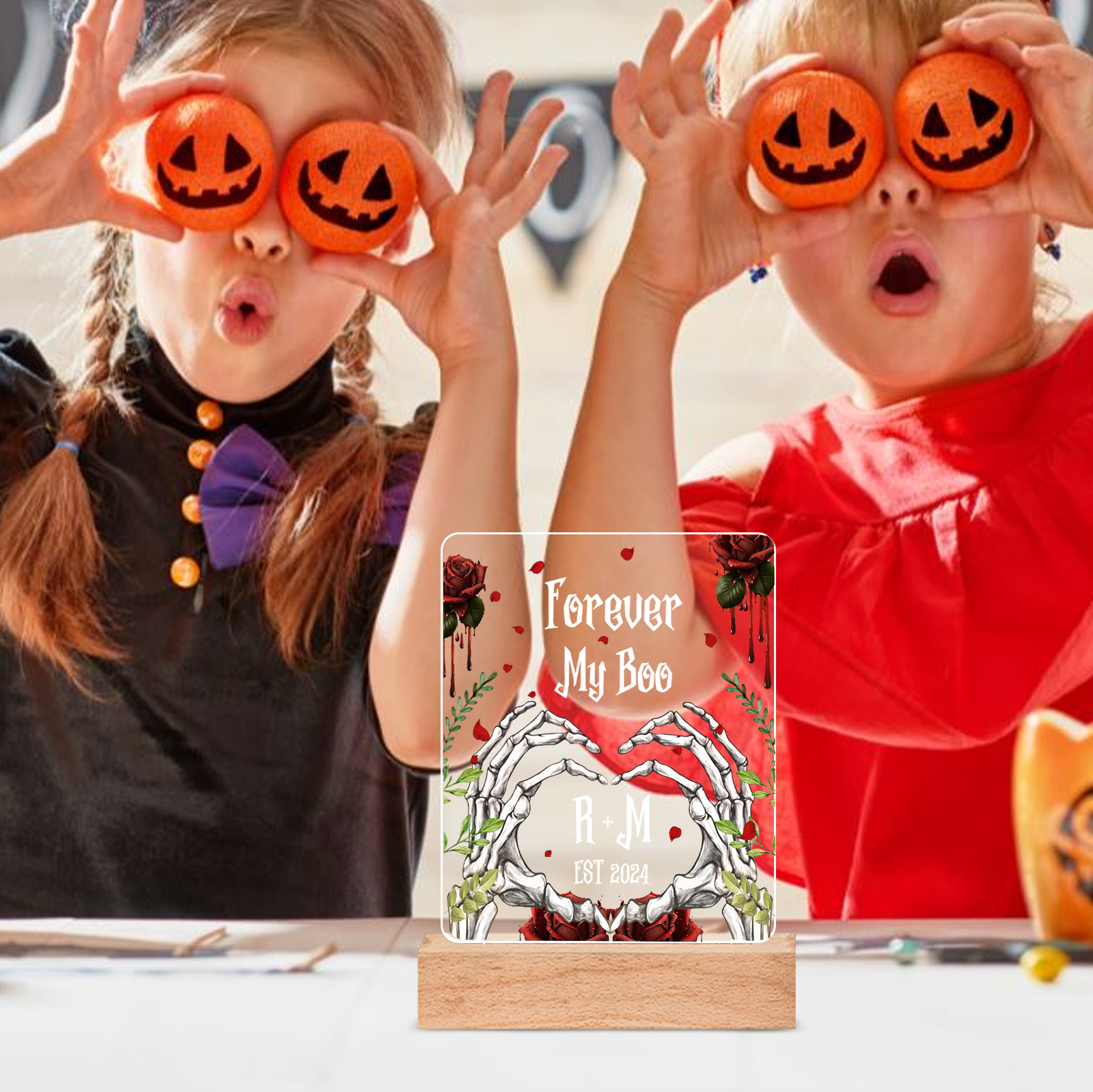 Personalized Halloween Night Light - Custom 2 Names & 1 Text & 1 Date Halloween Gift for Couples | Jessmade