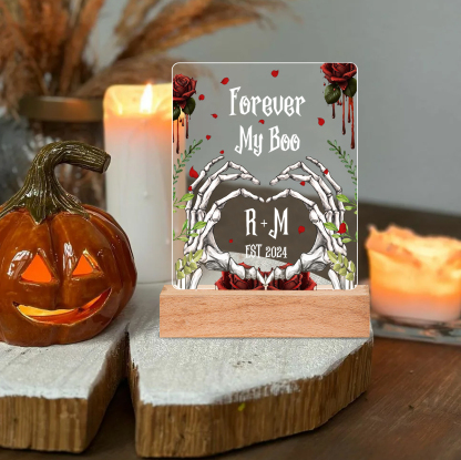 Personalized Halloween Night Light - Custom 2 Names & 1 Text & 1 Date Halloween Gift for Couples | Jessmade