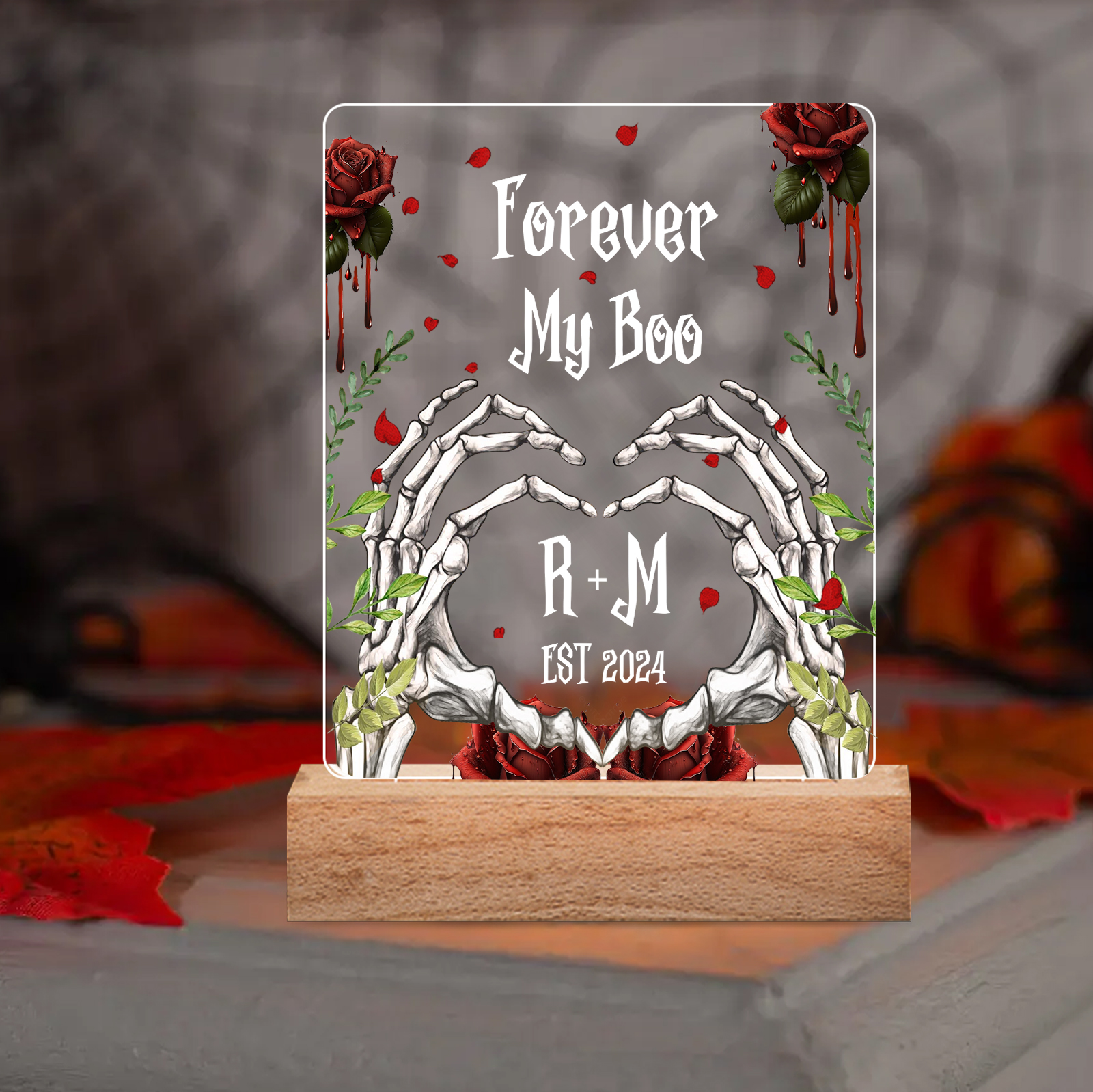 Personalized Halloween Night Light - Custom 2 Names & 1 Text & 1 Date Halloween Gift for Couples | Jessmade