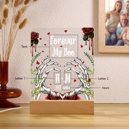 Personalized Halloween Night Light - Custom 2 Names & 1 Text & 1 Date Halloween Gift for Couples | Jessmade