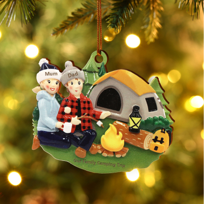 Personalised Family Camping Trip Christmas Ornament - Custom 2-6 Names Wood Decoration Christmas Gift for Family | Jessemade