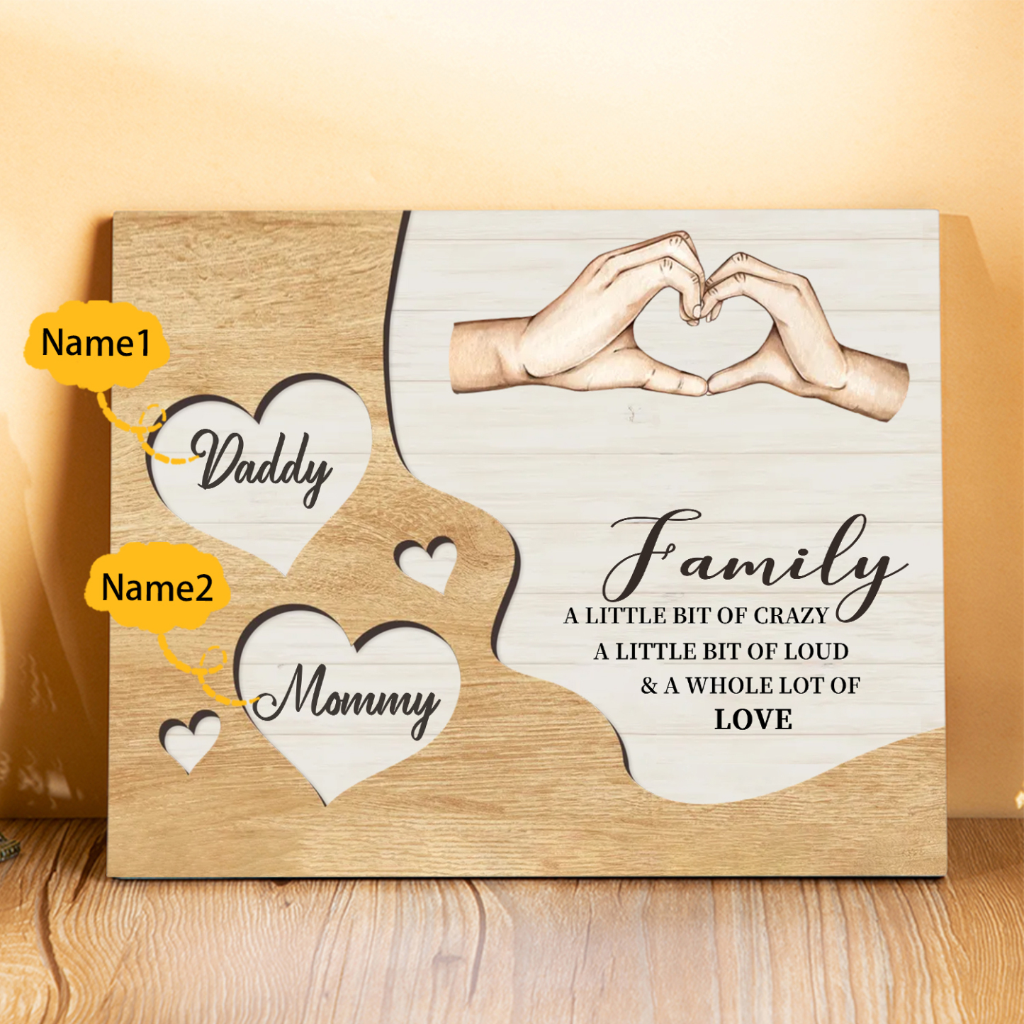Personalized Wooden Plaque Custom 2-8 Names Home Decorations Gift for Family | Jessmade