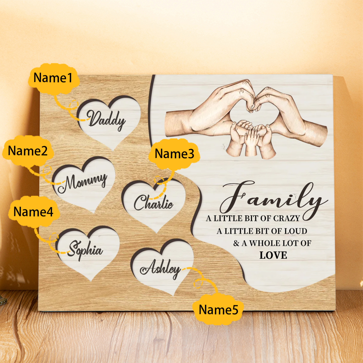 Personalized Wooden Plaque Custom 2-8 Names Home Decorations Gift for Family | Jessmade
