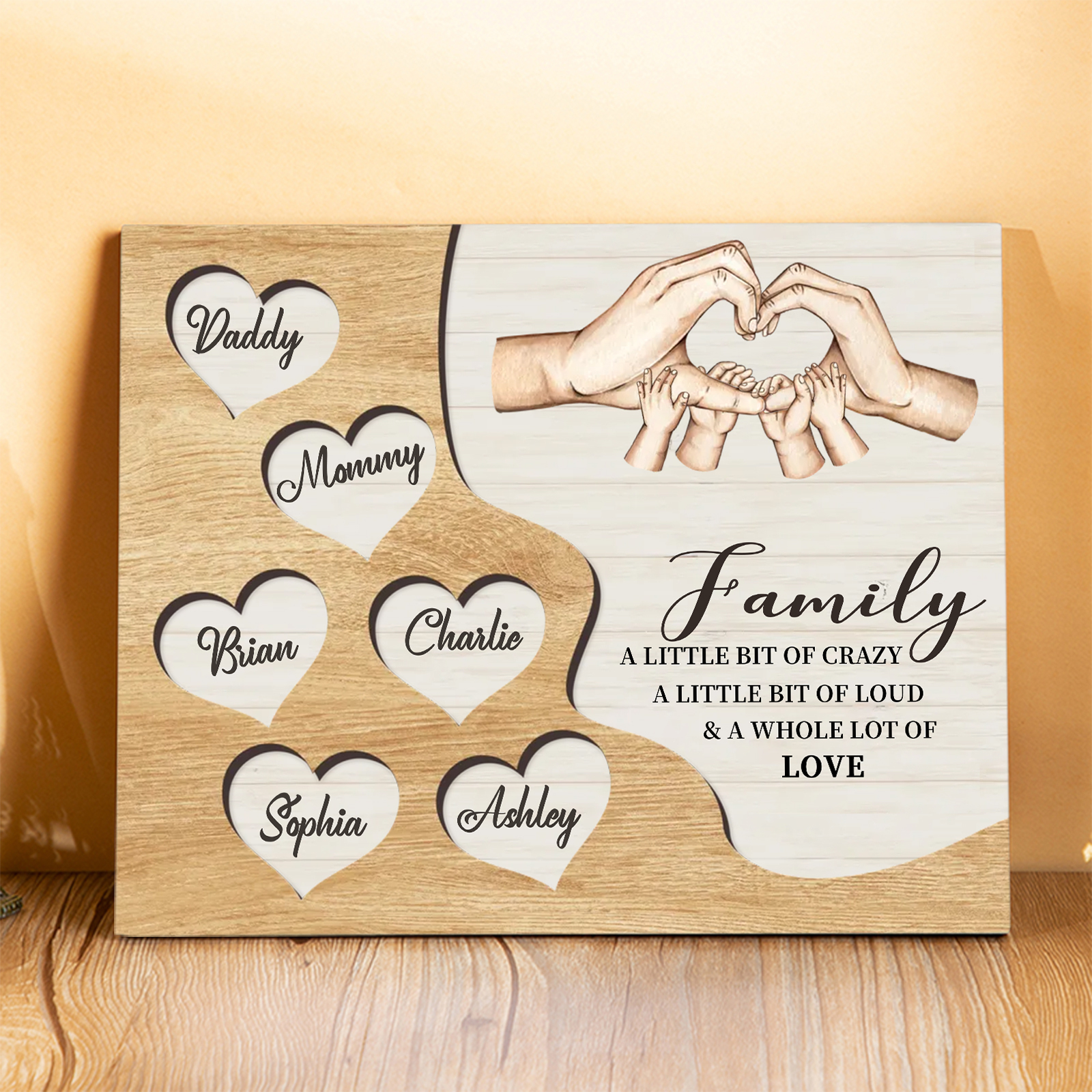 Personalized Wooden Plaque Custom 2-8 Names Home Decorations Gift for Family | Jessmade