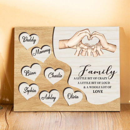 Personalized Wooden Plaque Custom 2-8 Names Home Decorations Gift for Family | Jessmade