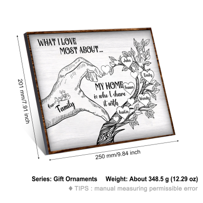 Personalised Wooden Ornament with Custom 5 Names - Family Tree Home Decor Gift for Family | Jessmade