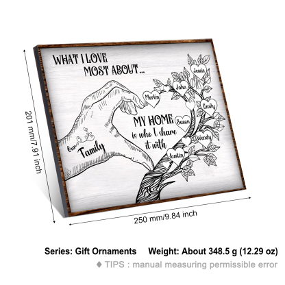 Personalised Wooden Ornament with Custom 7 Names - Family Tree Home Decor Gift for Family | Jessmade