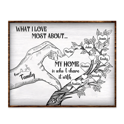 Personalised Wooden Ornament with Custom 7 Names - Family Tree Home Decor Gift for Family | Jessmade