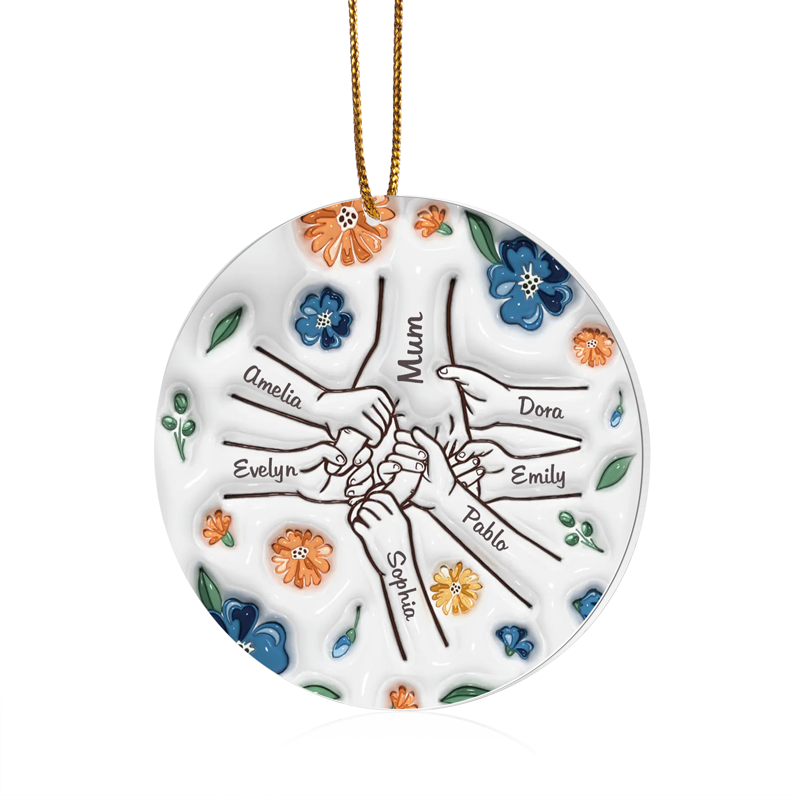 Personalised Family Christmas Hanging Ornament with Custom 7 Names - Christmas Gift for Nan/Mum | Jessmade