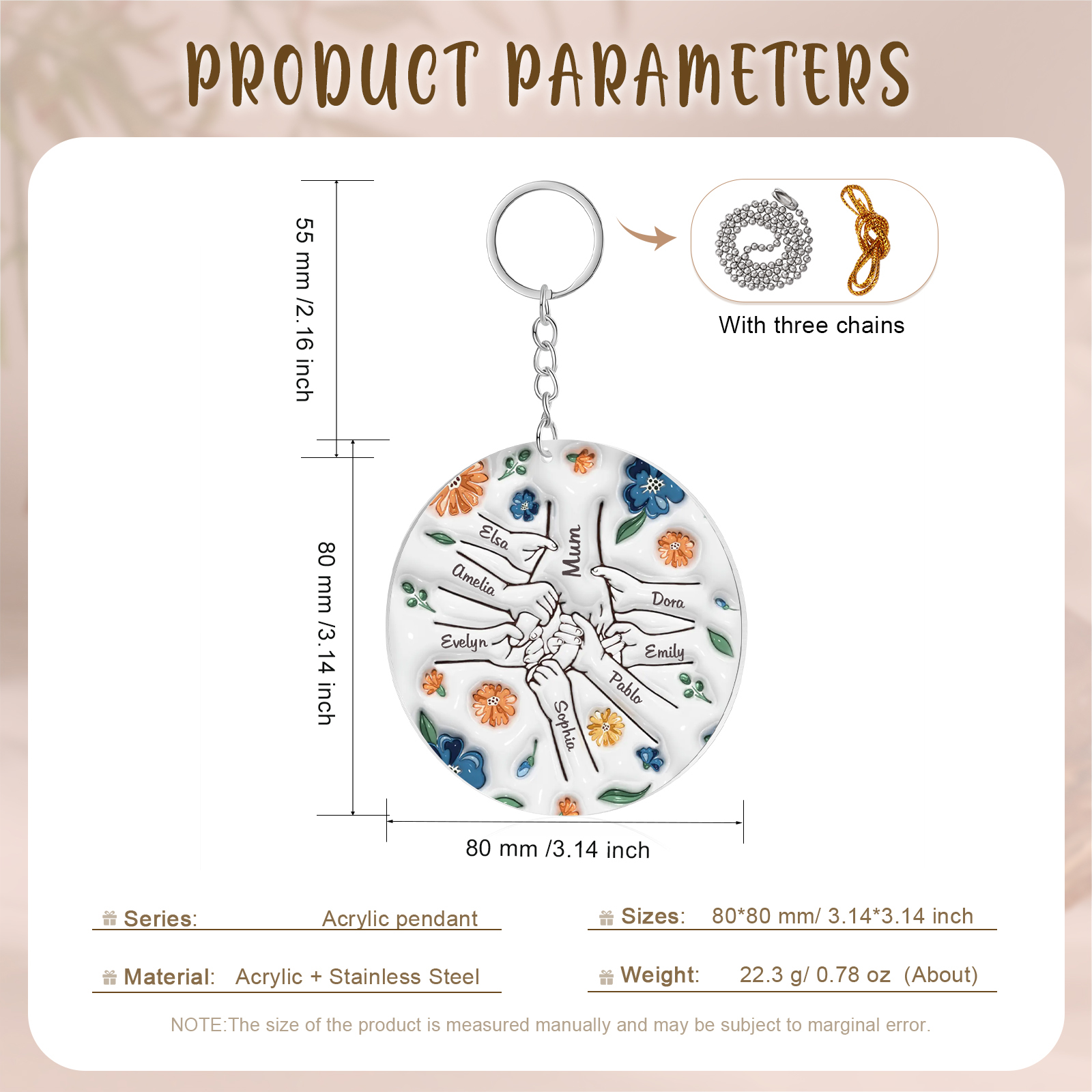 Personalised Family Christmas Hanging Ornament with Custom 8 Names - Christmas Gift for Nan/Mum | Jessmade