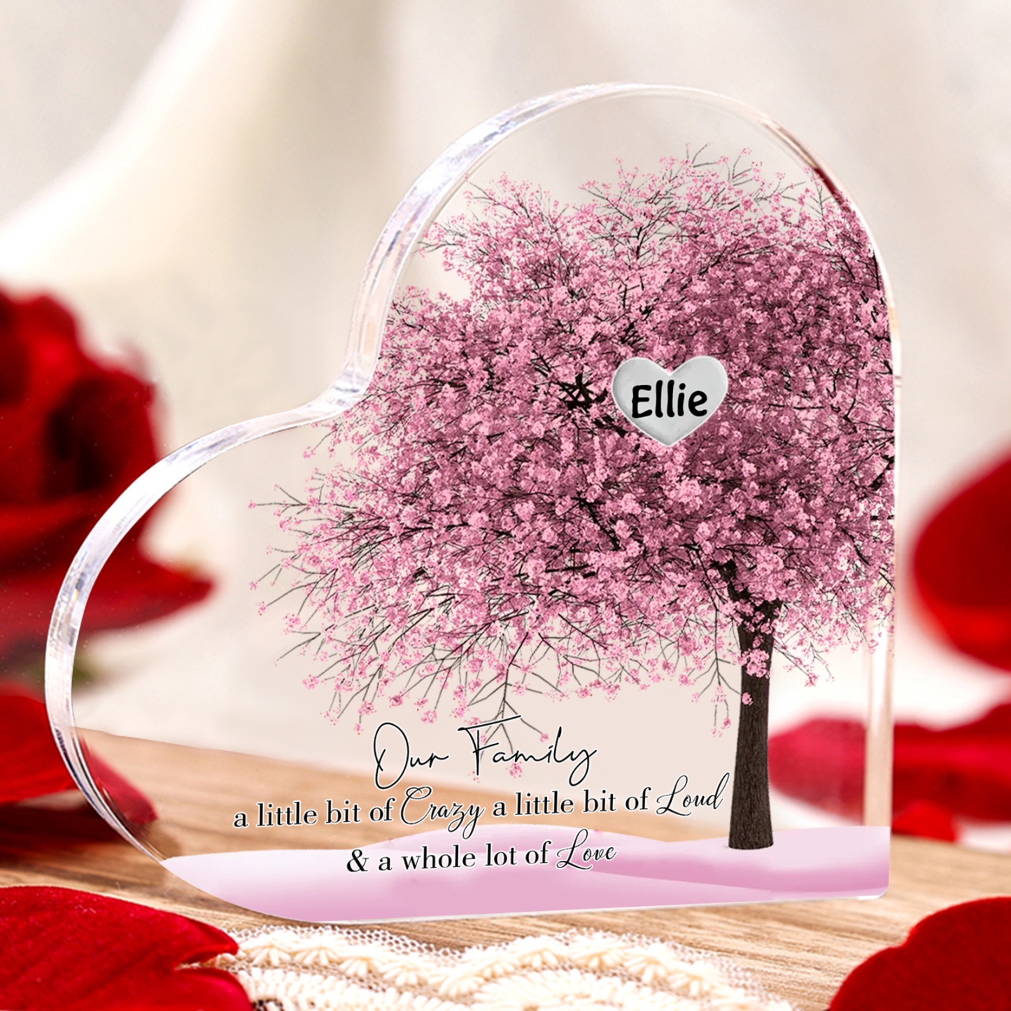Personalized Acrylic Heart Family Plaque - Custom 1–10 Names Ornament
