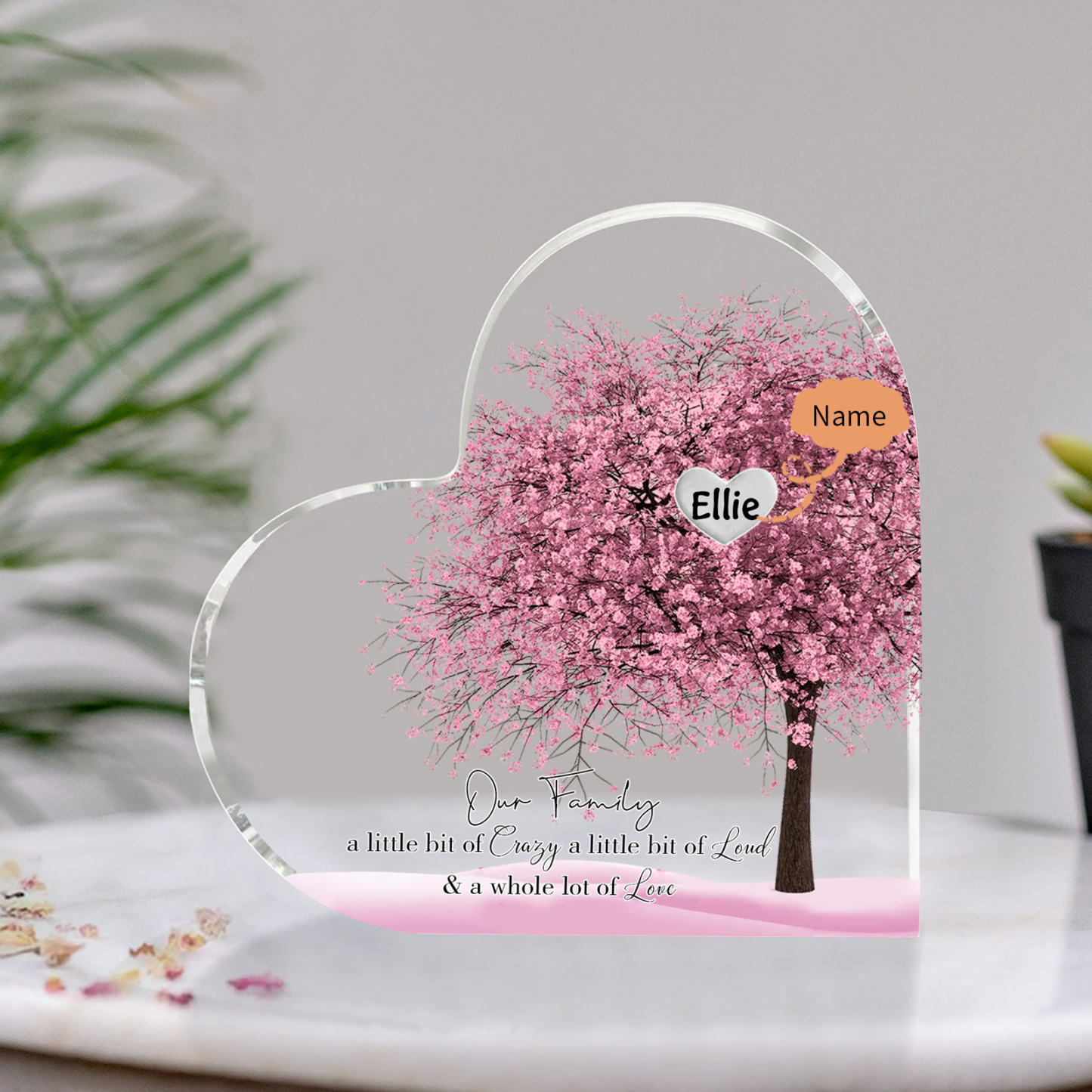 Personalised Acrylic Heart Family Plaque - Custom 1–10 Names Family Tree Design Ornament Gifts for Family | Jessmade