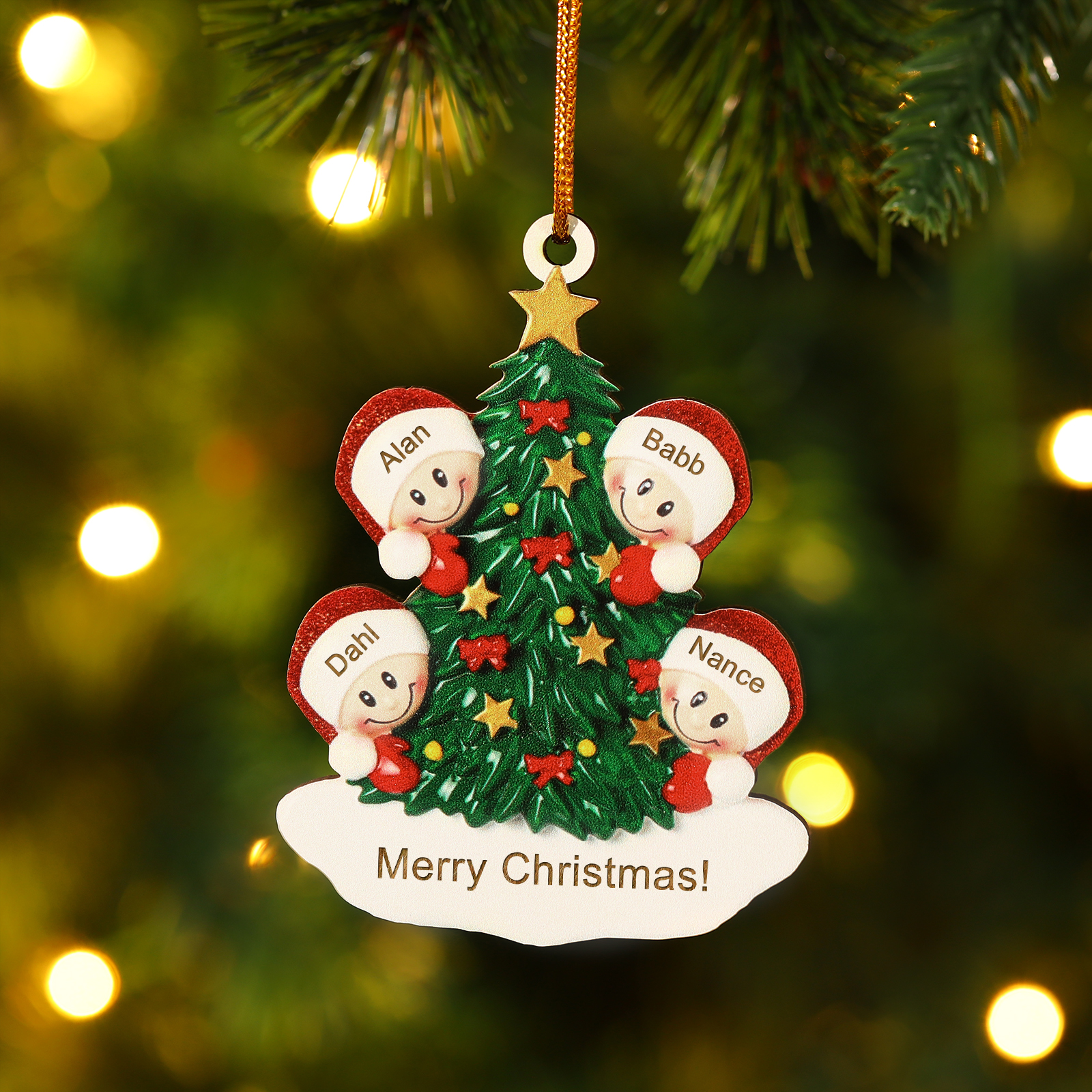 4 Names-Personalised Christmas Tree Ornament-Festive Holiday Decoration for Family | Jessemade
