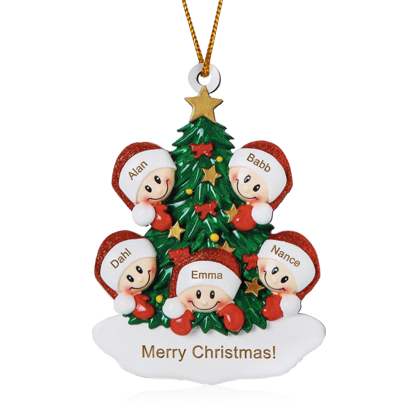 5 Names-Personalised Christmas Tree Ornament-Festive Holiday Decoration for Family | Jessemade