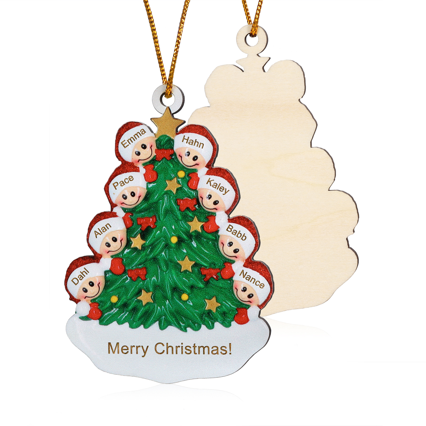 8 Names-Personalised Christmas Tree Ornament-Festive Holiday Decoration for Family | Jessemade