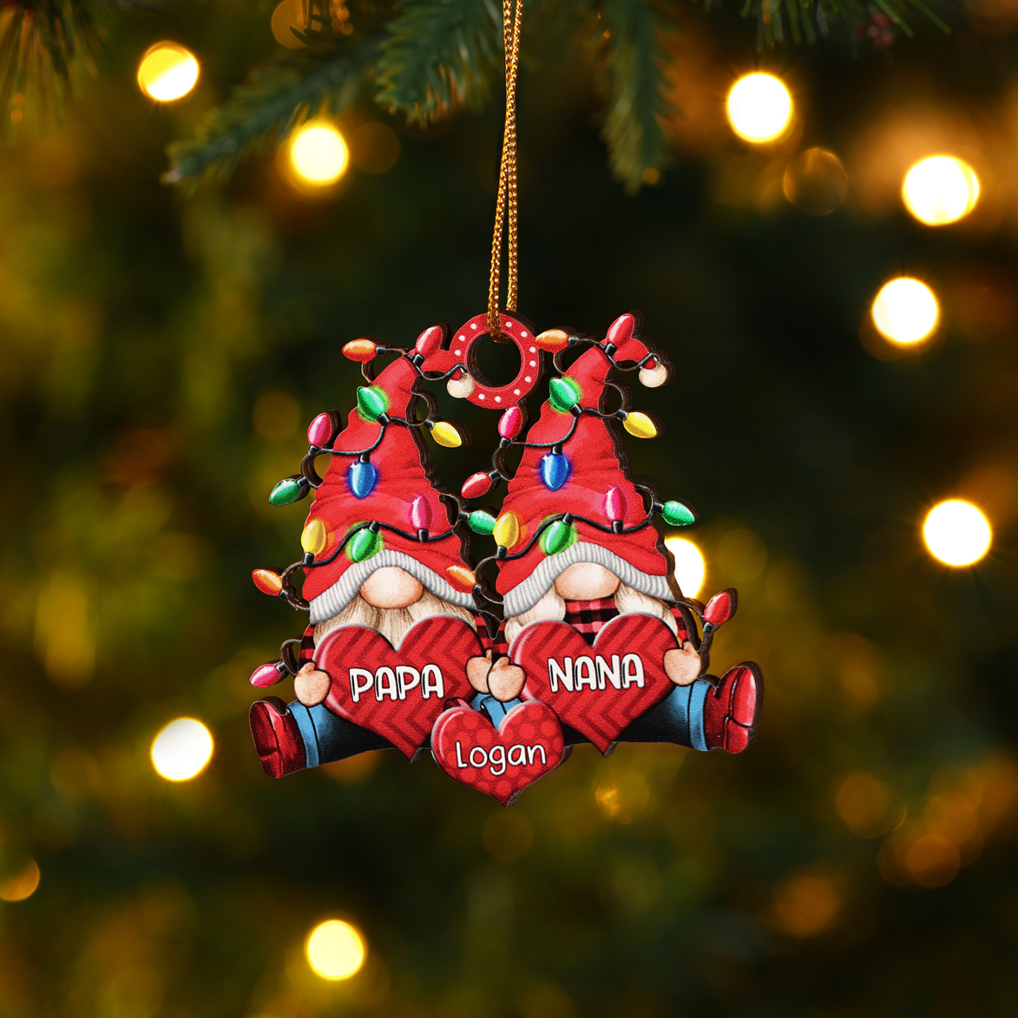 Personalised Santa Claus Christmas Ornament with Custom 3-7 Names Fami