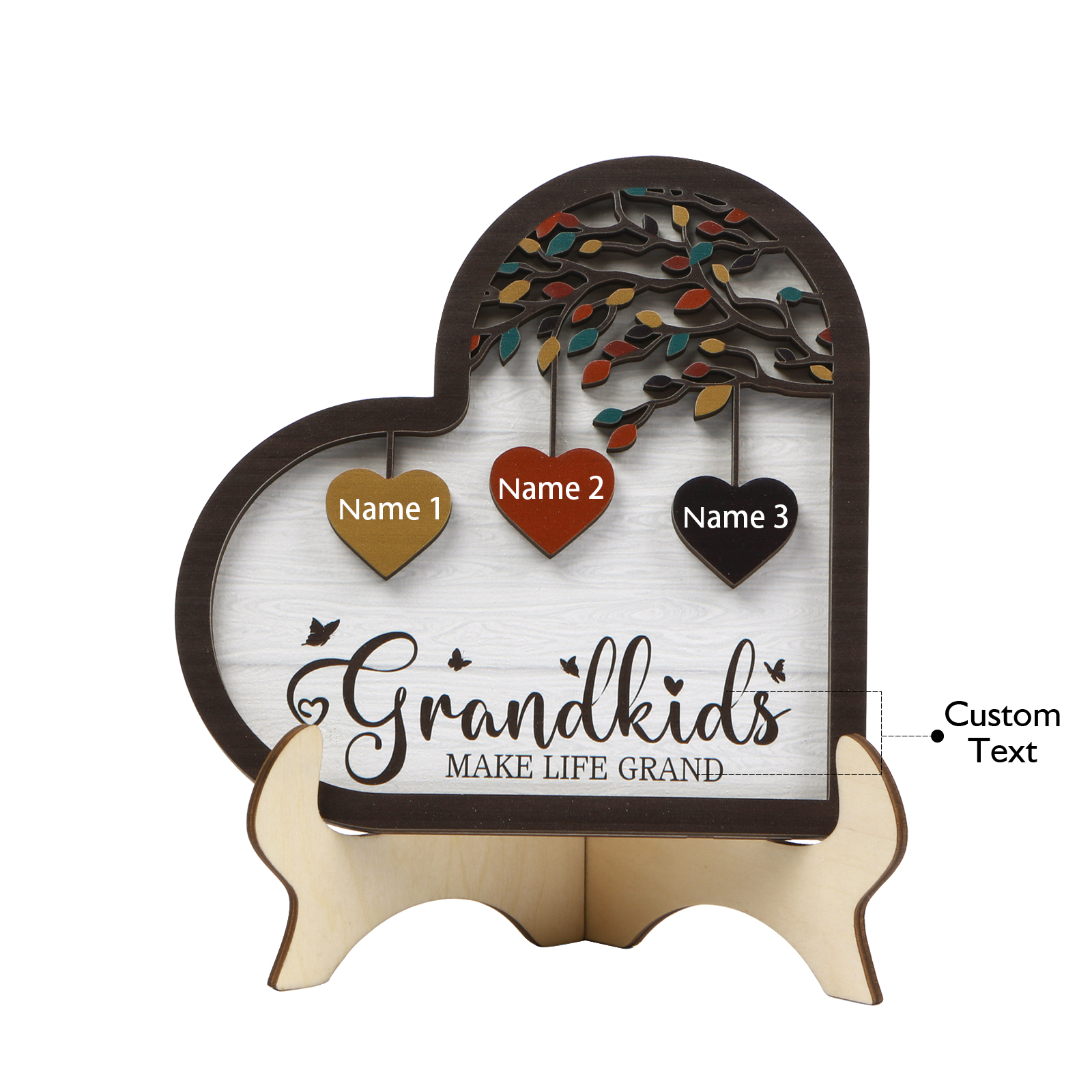 Personalised Family Tree Wooden Ornament – Custom 2-10 Names Home Decoration for Family | Jessmade