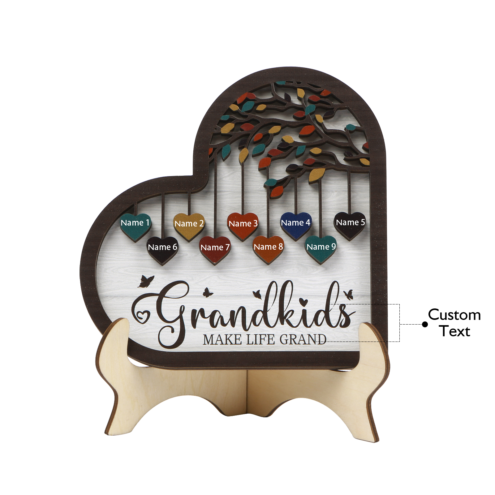 Personalised Family Tree Wooden Ornament – Custom 2-10 Names Home Decoration for Family | Jessmade
