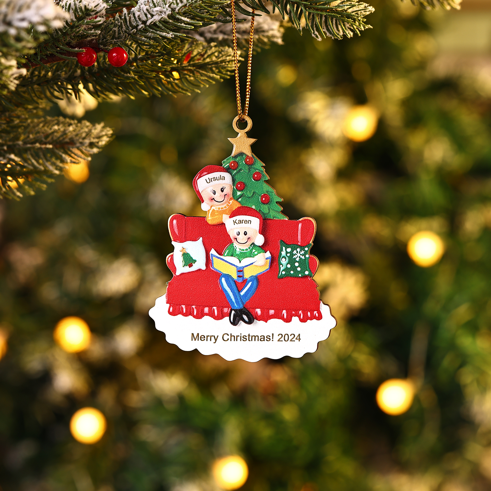 Personalized Wooden Christmas Ornament – Family Tree with 2-5 Names & Text & Year Christmas Gift for Family | Jessemade