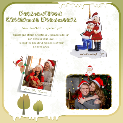 Personalised Christmas Ornament - Custom 3 Names, 1 Text, and 1 Year for Pregnant Moms | Jessemade