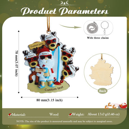 Personalised Christmas Ornament - Custom 2-6 Names & 1 Year & 1 Text Santa Design Beach-Themed Décor Christmas Gift | Jessemade