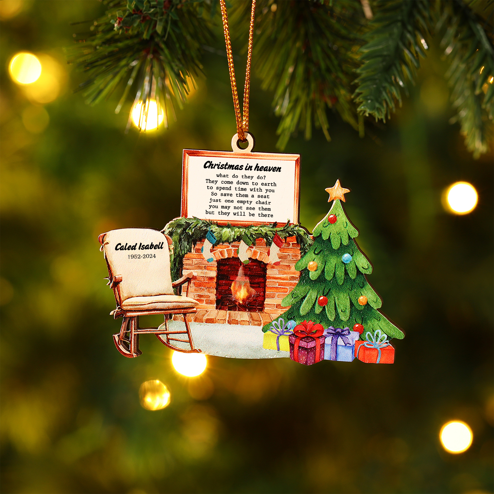 Personalized "Christmas in Heaven" Wooden Ornament – Custom 1 Name & 1 Year Memorial Christmas Gift | Jessemade
