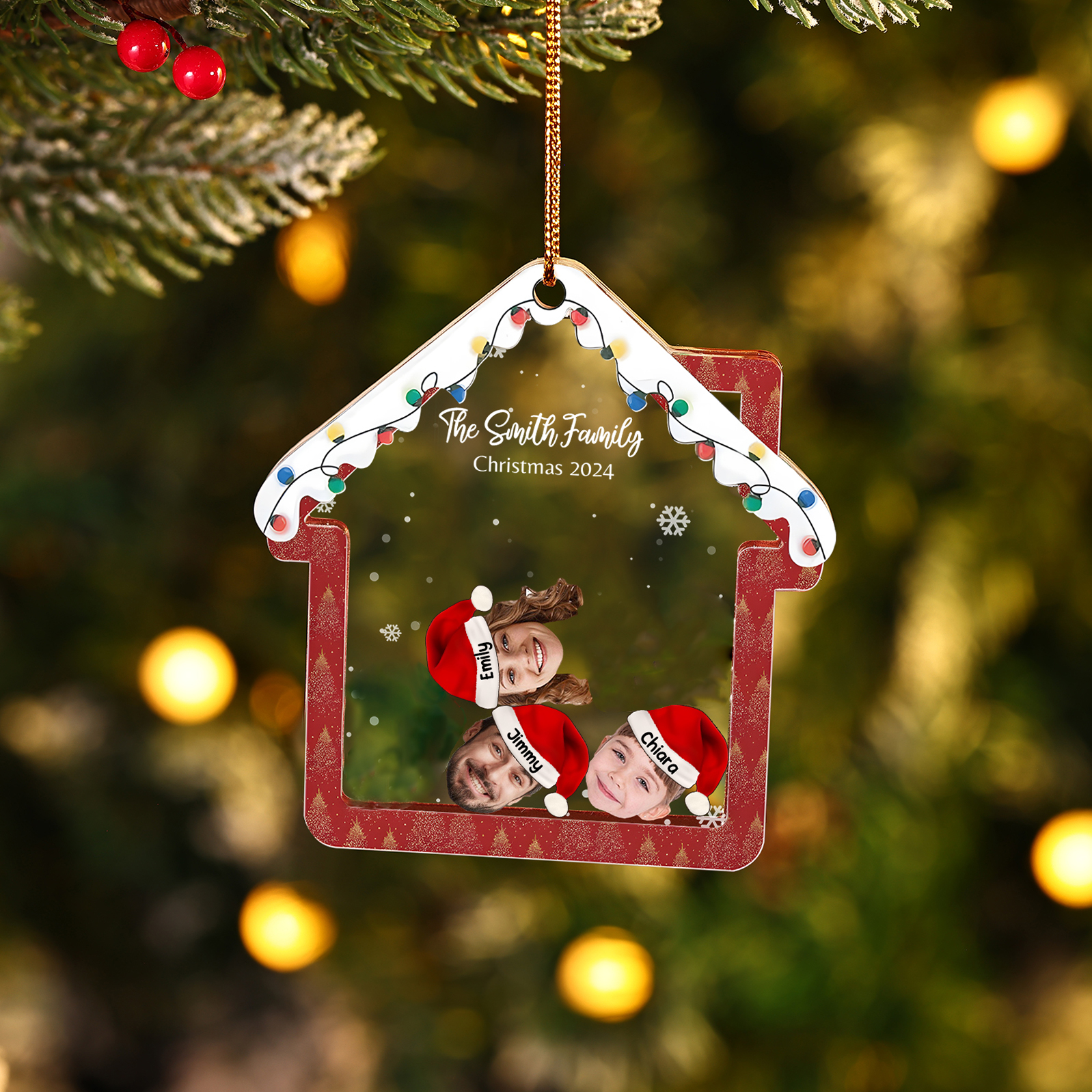 Personalised Christmas Family Ornament – Custom 3 Photos & 3 Names & 1 Text Christmas Gift for Family | Jessemade