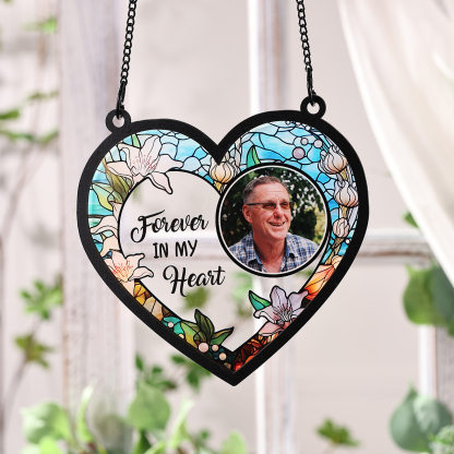 Personalised Memorial Sun Catcher with Photo and Text Elegant Light Ca