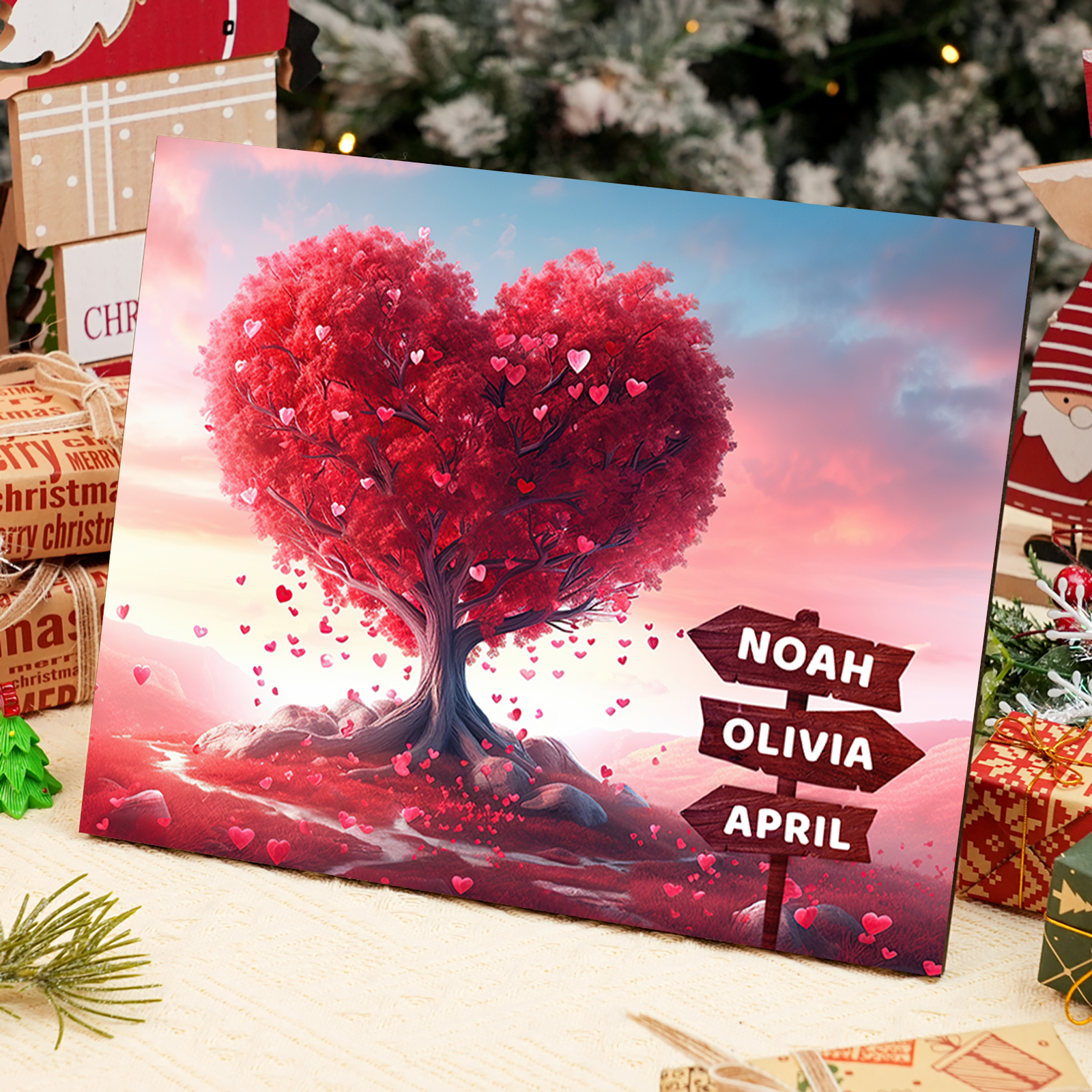 Personalised Cherry Tree Wooden Plaque Customized 2-5 Names Home Decoration Gift for Family | Jessemade