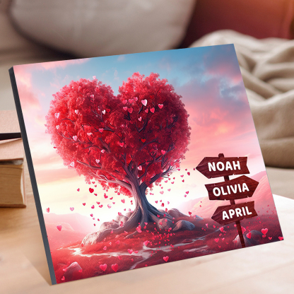 Personalised Cherry Tree Wooden Plaque Customized 2-5 Names Home Decoration Gift for Family | Jessemade