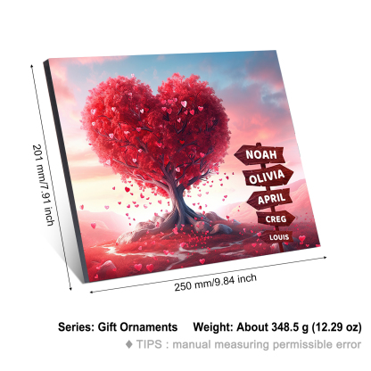 Personalised Cherry Tree Wooden Plaque Customized 2-5 Names Home Decoration Gift for Family | Jessemade