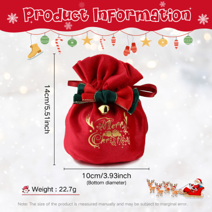 Festive Christmas Gift Bag with Bell & Bow for Family Gifts