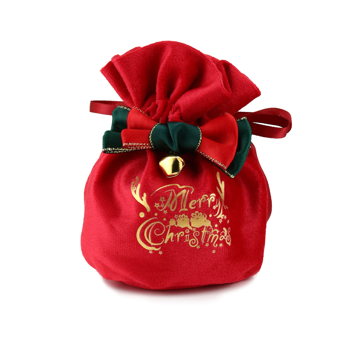 Festive Christmas Gift Bag with Bell & Bow for Family Gifts