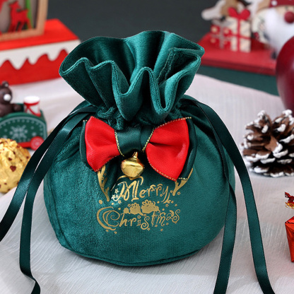 Festive Christmas Gift Bag with Bell & Bow for Family Gifts