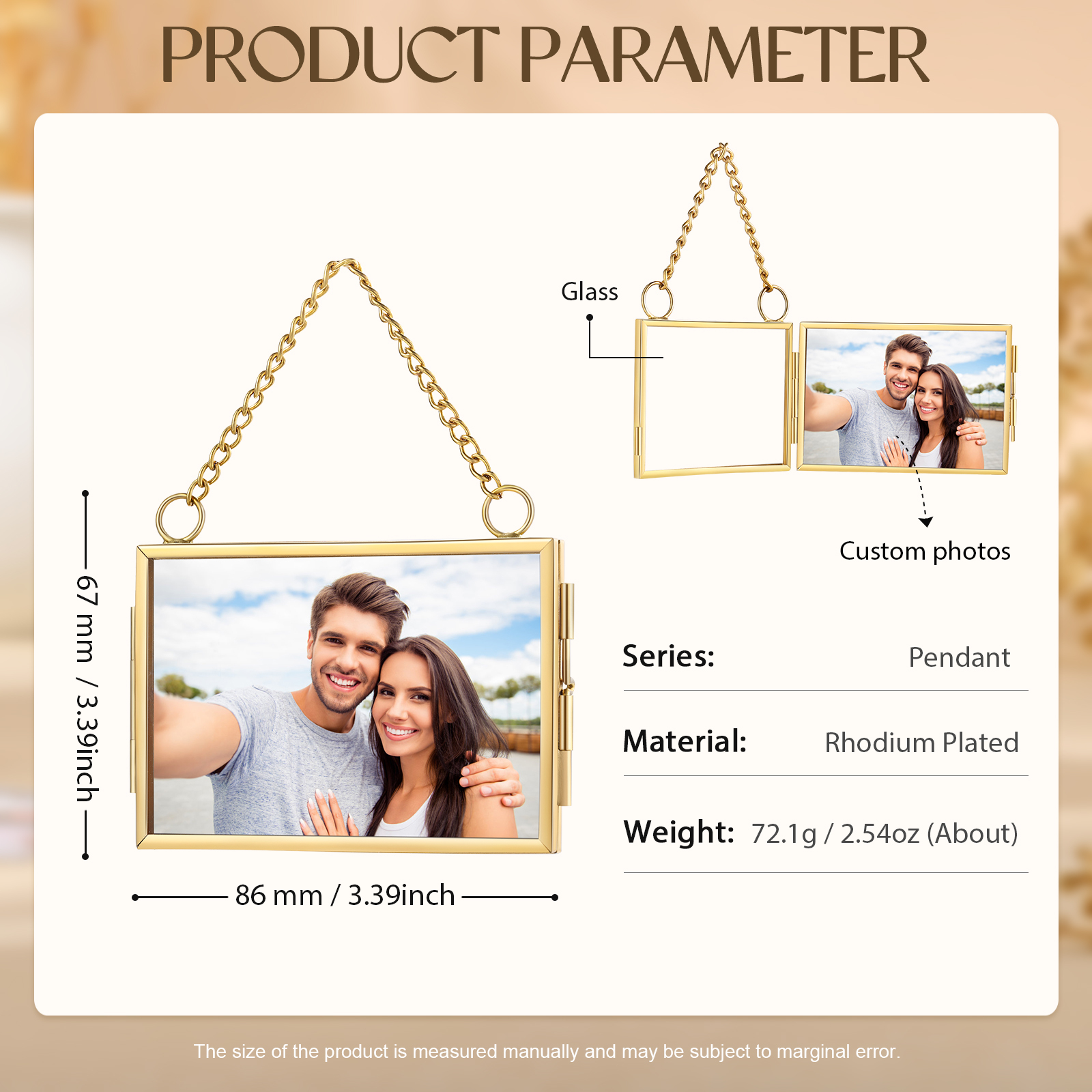 Personalised Mini Photo Ornament Openable Photo Frame Romantic Valentine's gift for Lover | Jessemade