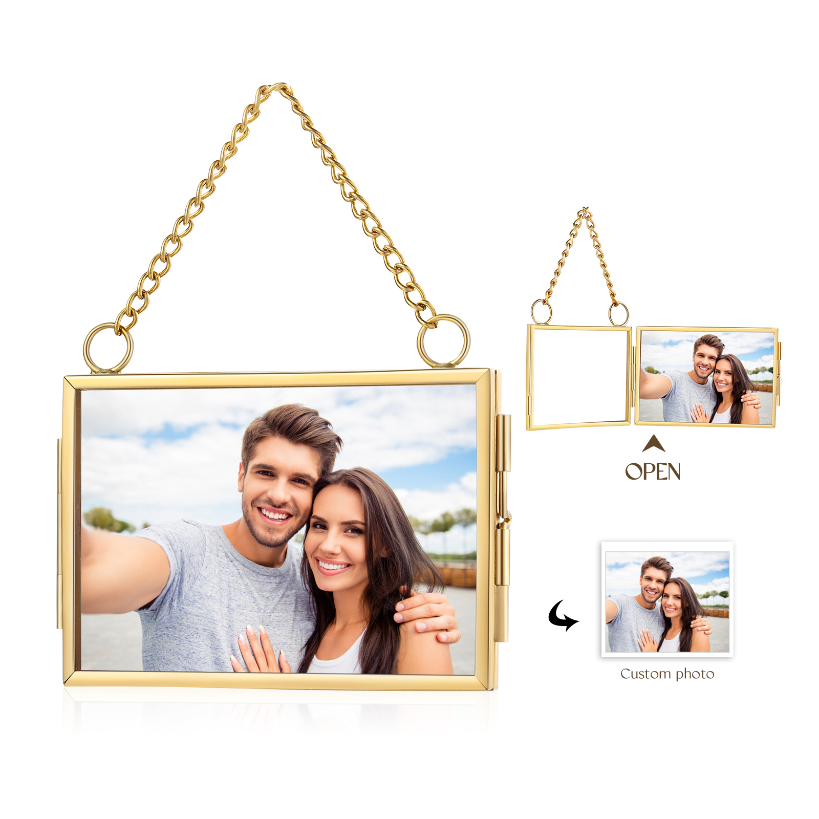 Personalised Mini Photo Ornament Openable Photo Frame Romantic Valenti