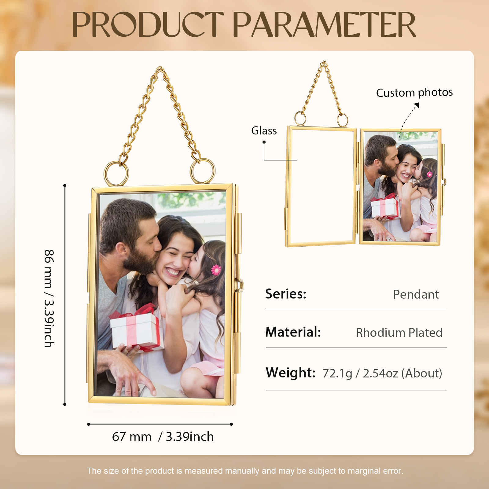 Personalised Mini Photo Ornament Openable Photo Frame Romantic Valentine's gift for Lover | Jessemade