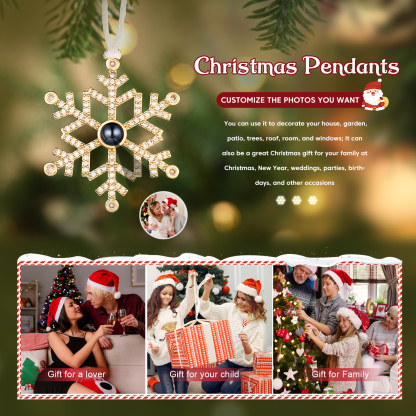Personalised Projection Snowflake Ornament - Custom Photo - Christmas Gift for Family | Jessemade
