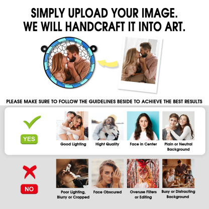 Personalised Window Hanging Suncatcher Ornament with Custom Photo Gift for Husband Wife | Jessemade