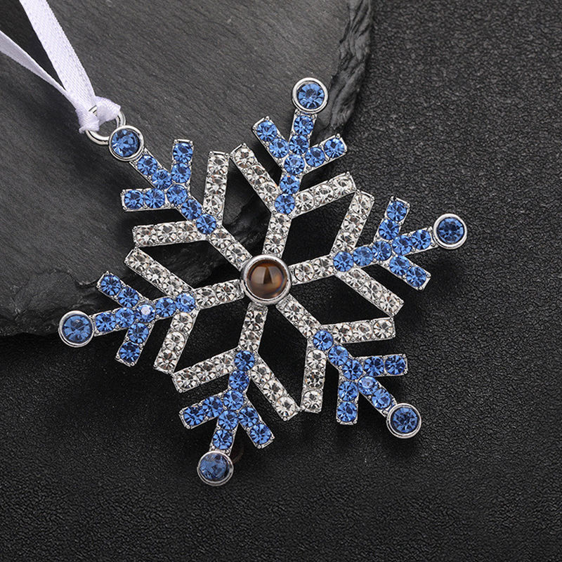 Personalised Photo Projection Blue/Pink Snowflake Christmas Ornament - Christmas Tree Pendant | Jessemade